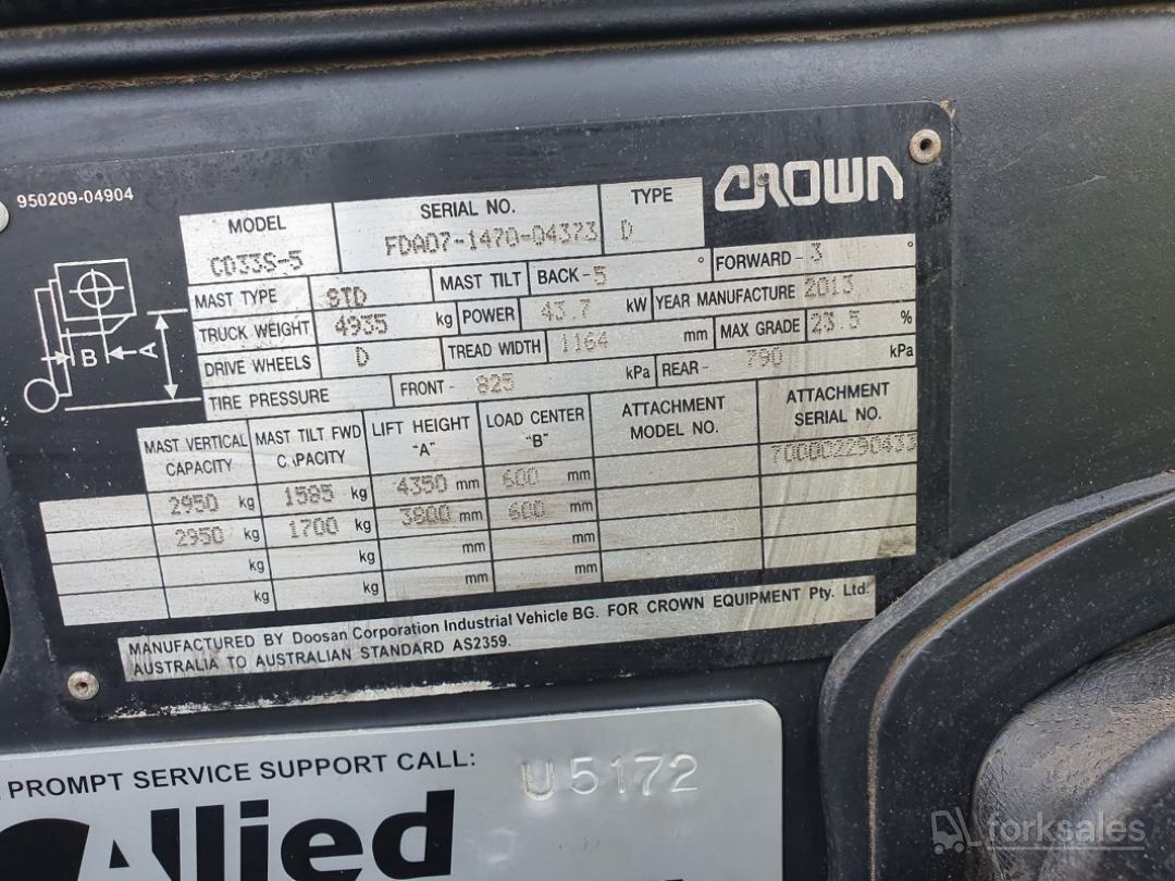 Crown 3.3T Diesel Forklift | 2 Stage Mast
