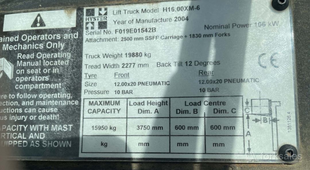 Hyster 16T Diesel Forklift