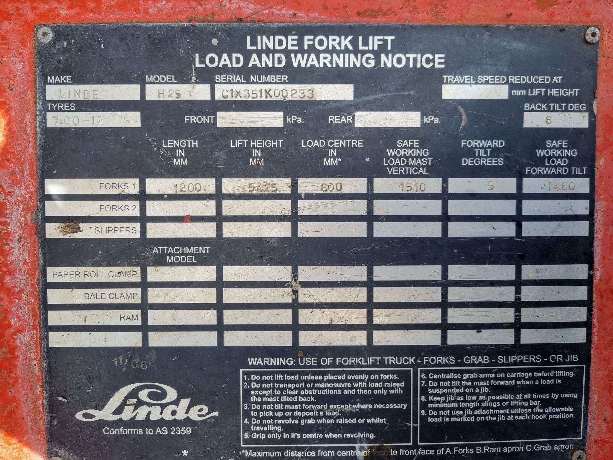 Linde 2.5T LPG Forklift 5.4M Lift