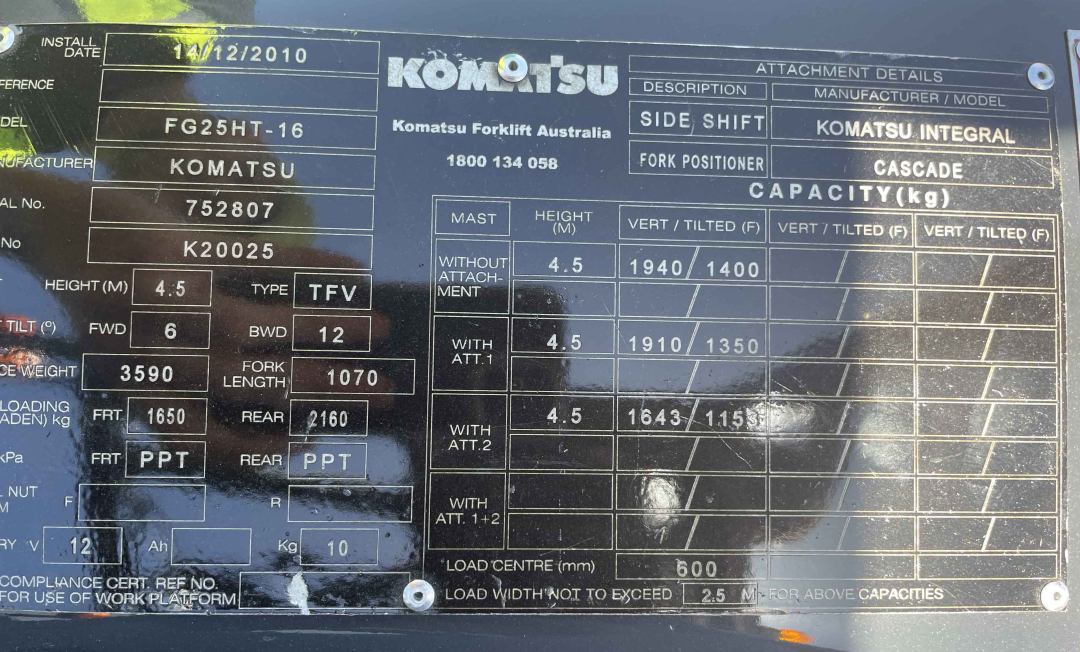 Komatsu 2.5T LPG Forklift