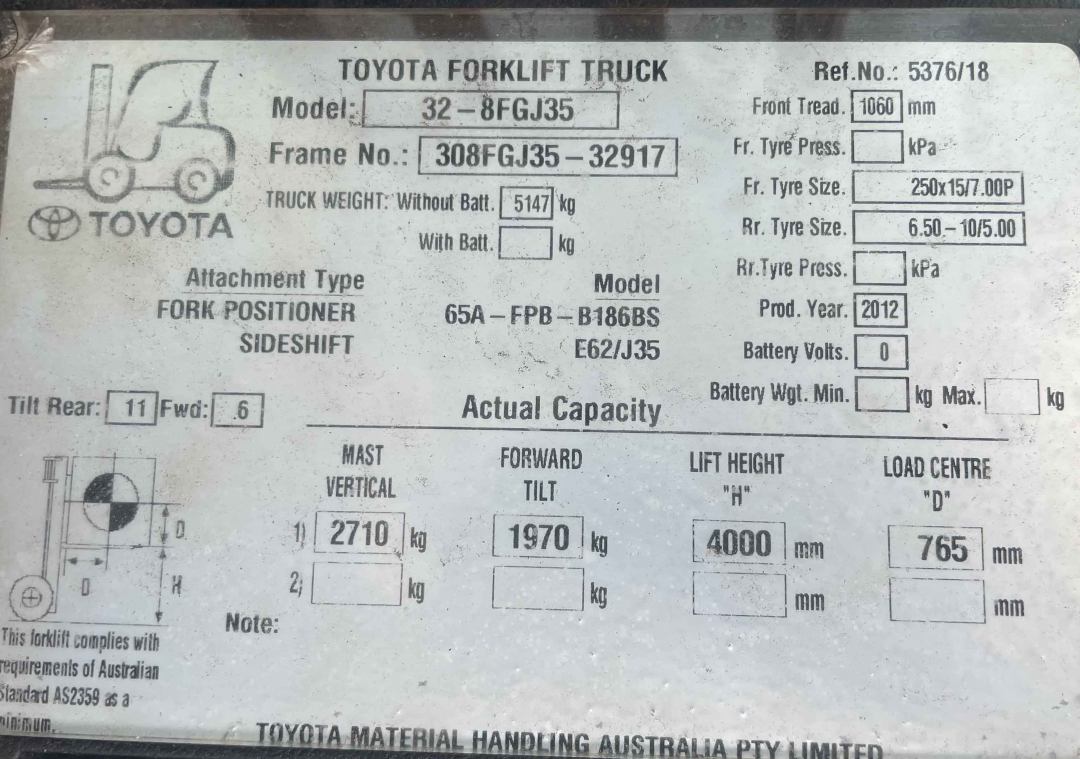 Toyota 3.5T LPG Forklift