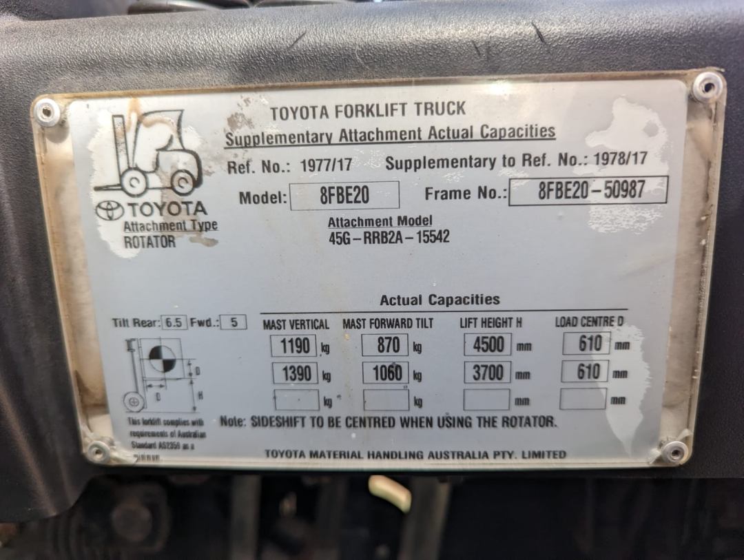 2017 Toyota 2T Electric Forklif